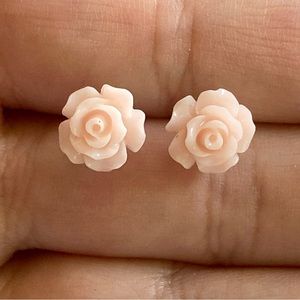 Dainty Light Peach Rose Stud Earrings